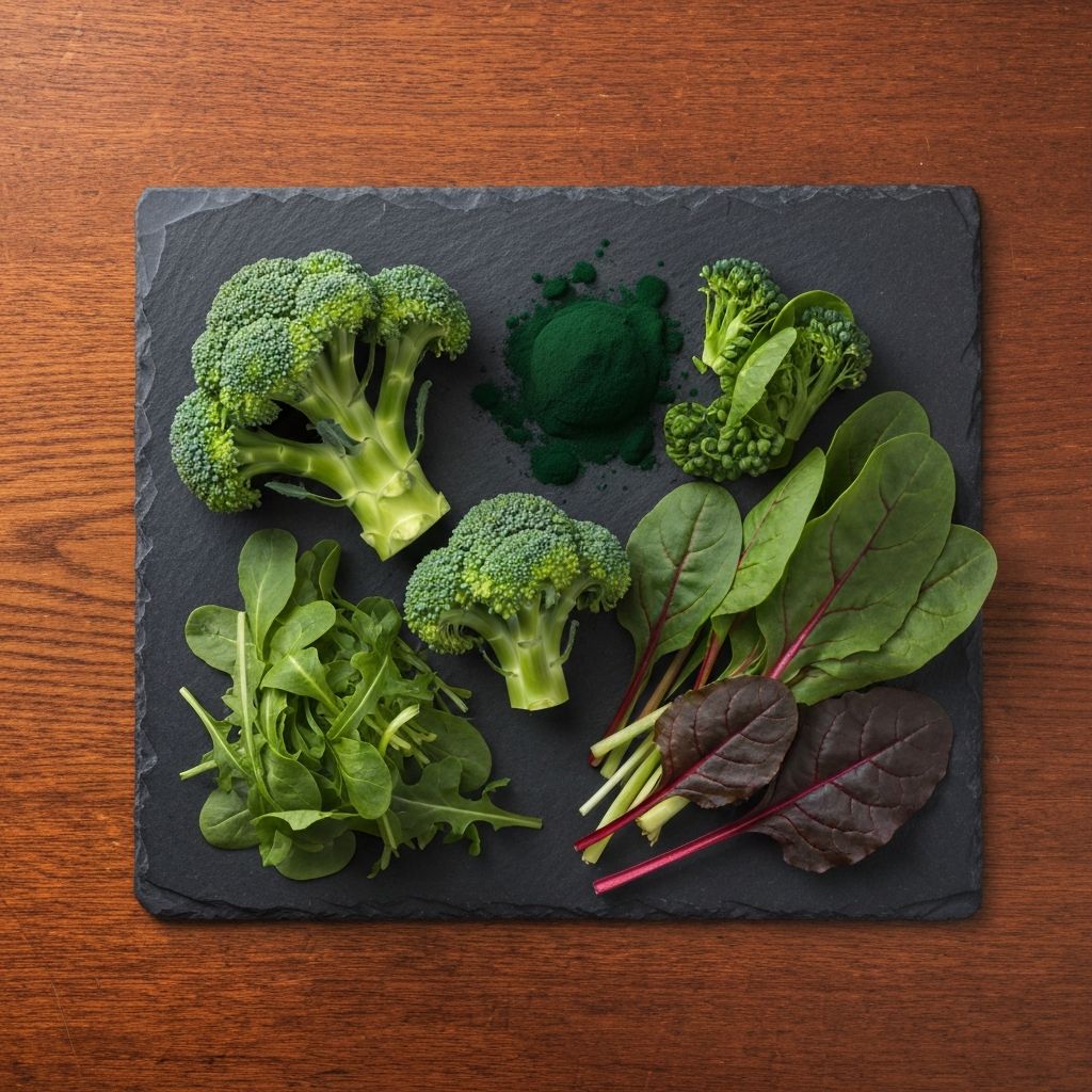 Antioxidant-rich green vegetables and spirulina